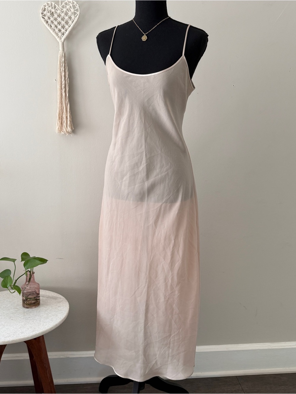 American Vintage Nude Sheer Maxi Slip Dress